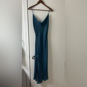 Elegant Teal Sleeveless Satin Dress size xs